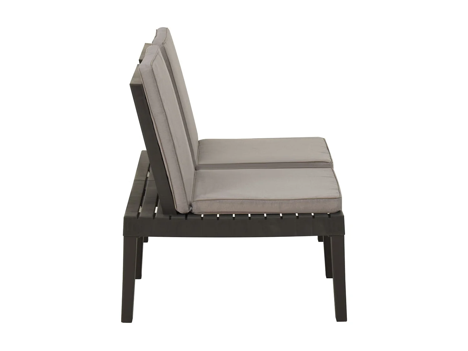 Banc de salon de jardin avec coussin Plastique Gris