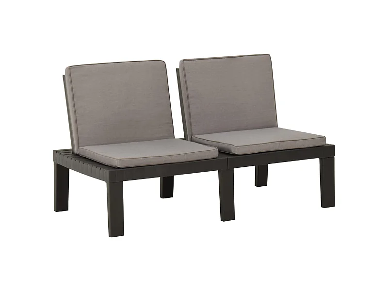 Banc de salon de jardin avec coussin Plastique Gris