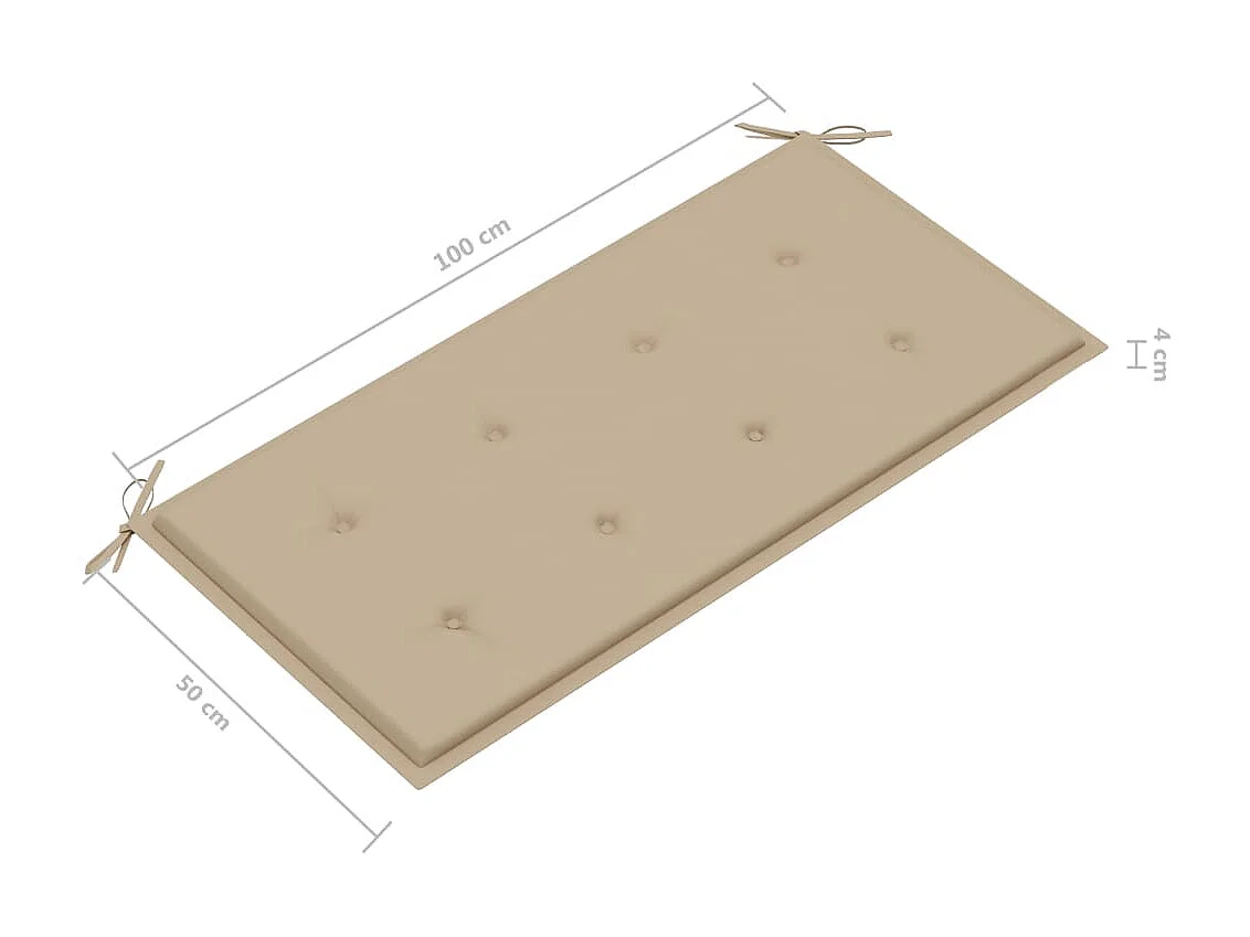 Banc de jardin avec coussin beige 112cm Bois de teck massif 2
