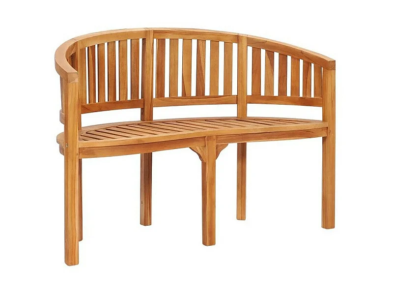 Banc de jardin incurvé teck massif clair Ketia 120cm