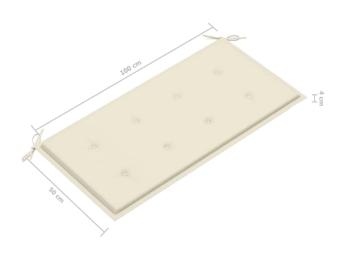 Banc de jardin avec coussin crème 112cm Bois de teck massif