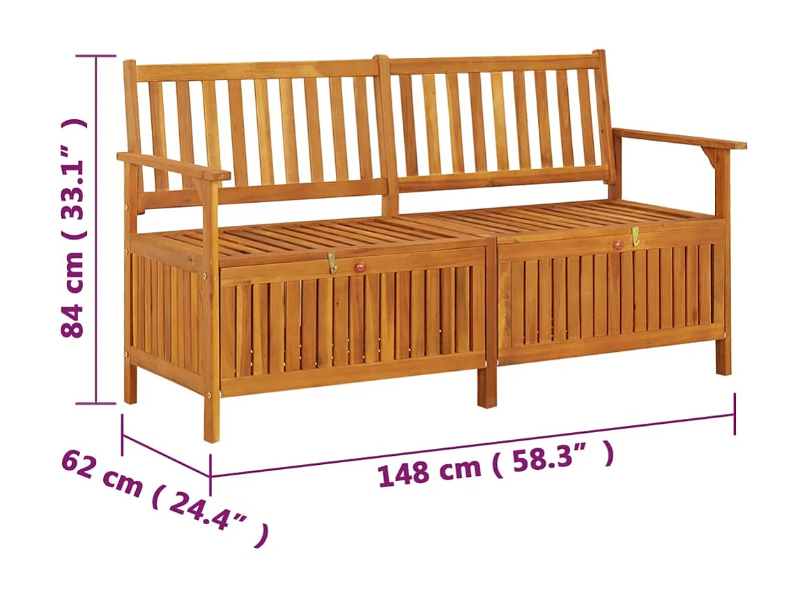 Banc de rangement 148cm Bois d'acacia solide
