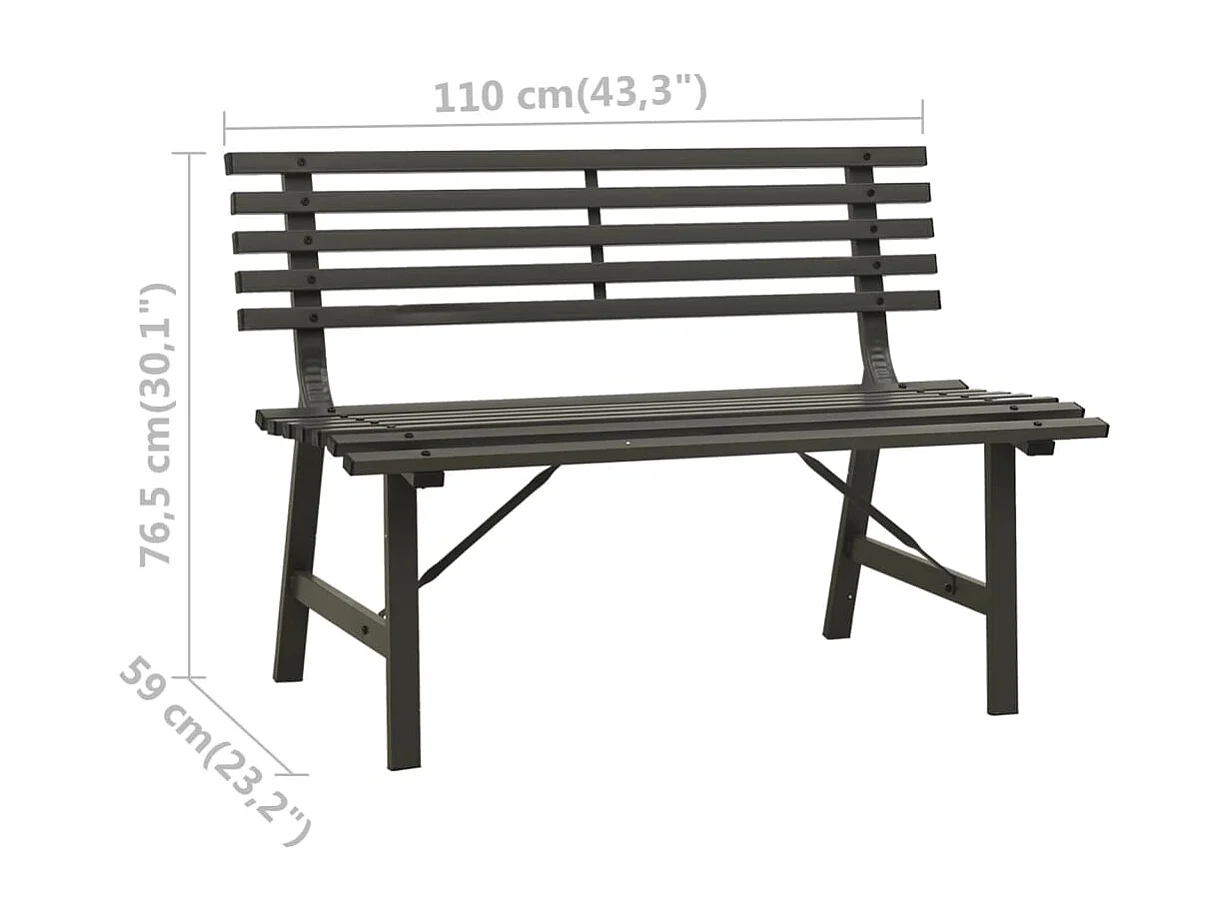 Banc de jardin 110cm Acier Noir