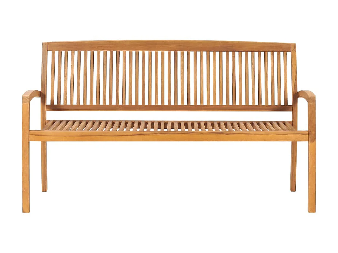 Banc de jardin empilable et coussin 159cm Bois de teck massif 7