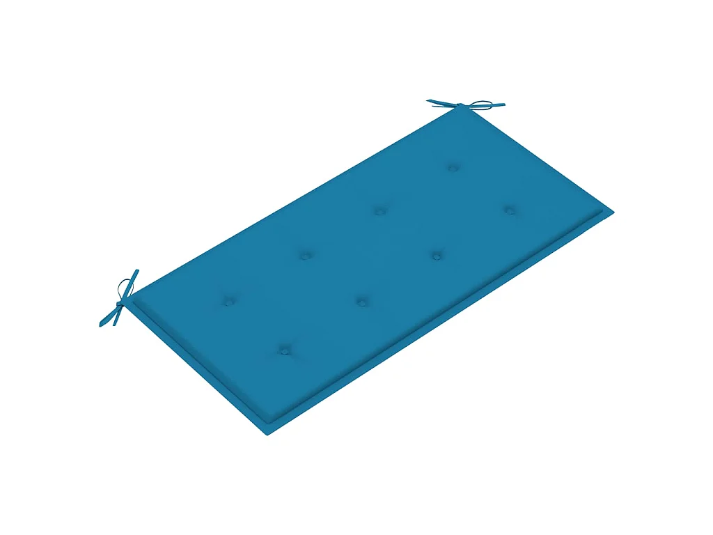 Banc de jardin avec coussin bleu 112cm Bois de teck massif