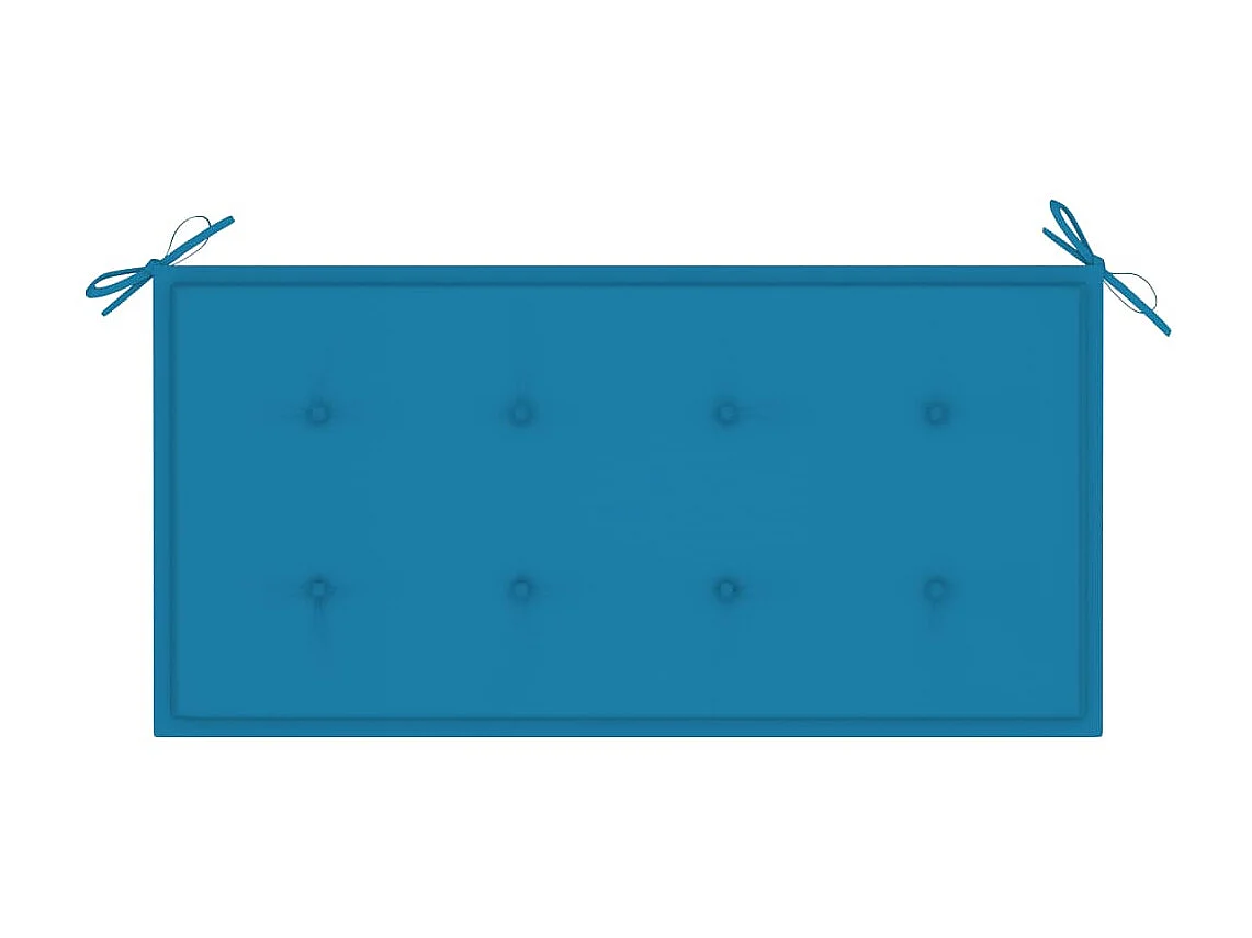 Banc de jardin avec coussin bleu 112cm Bois de teck massif