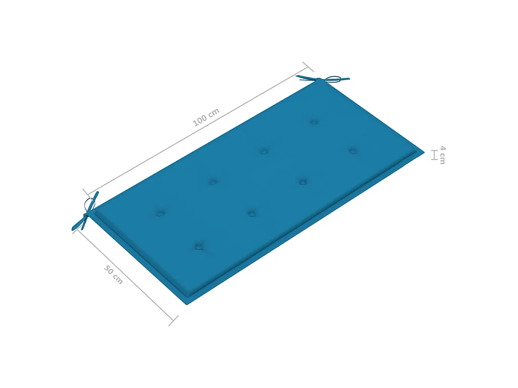 Banc de jardin avec coussin bleu 112cm Bois de teck massif