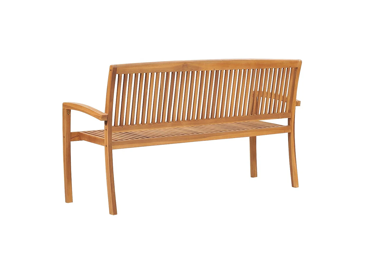 Banc de jardin empilable et coussin 159cm Bois de teck massif 12
