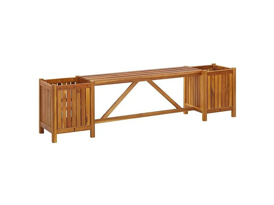 Banc de jardin avec jardinières acacia massif foncé Sikash