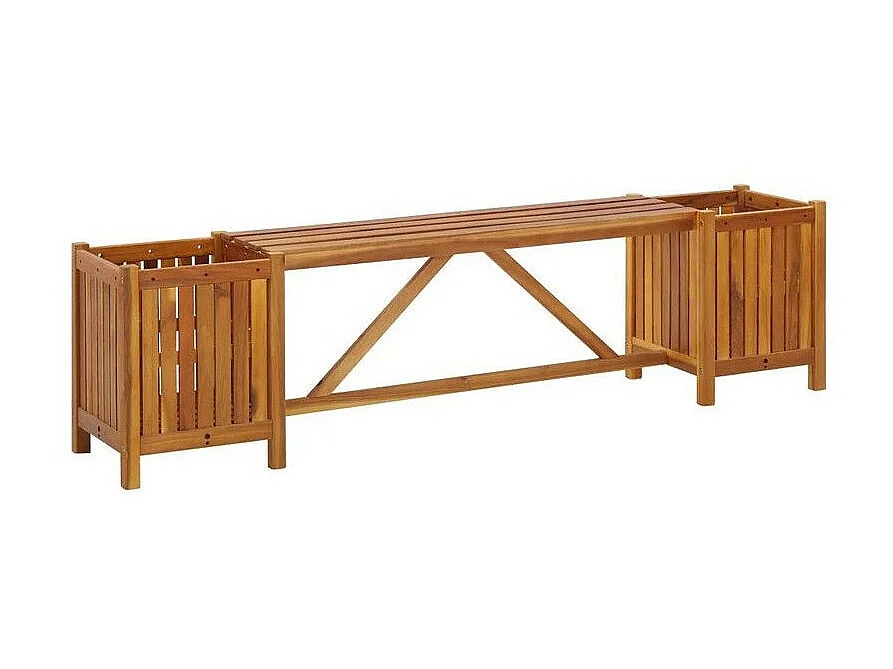 Banc de jardin avec jardinières acacia massif foncé Sikash