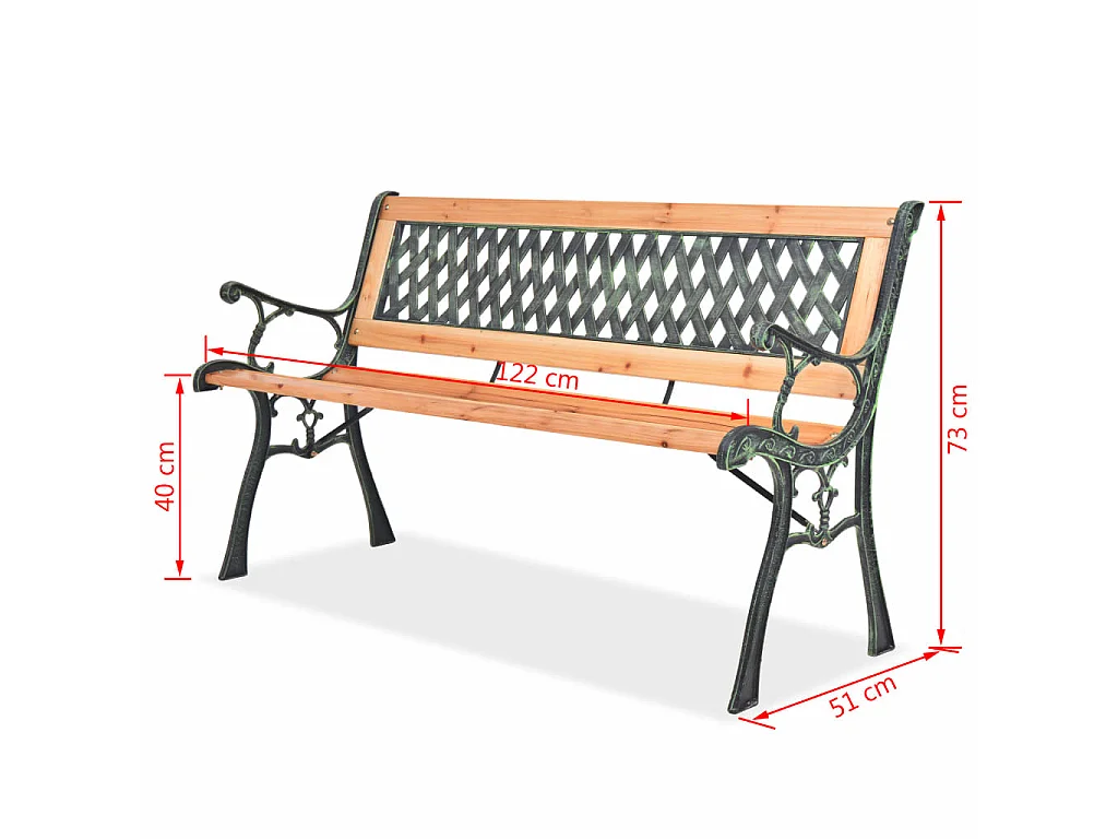 Banc de jardin 122cm Bois 2