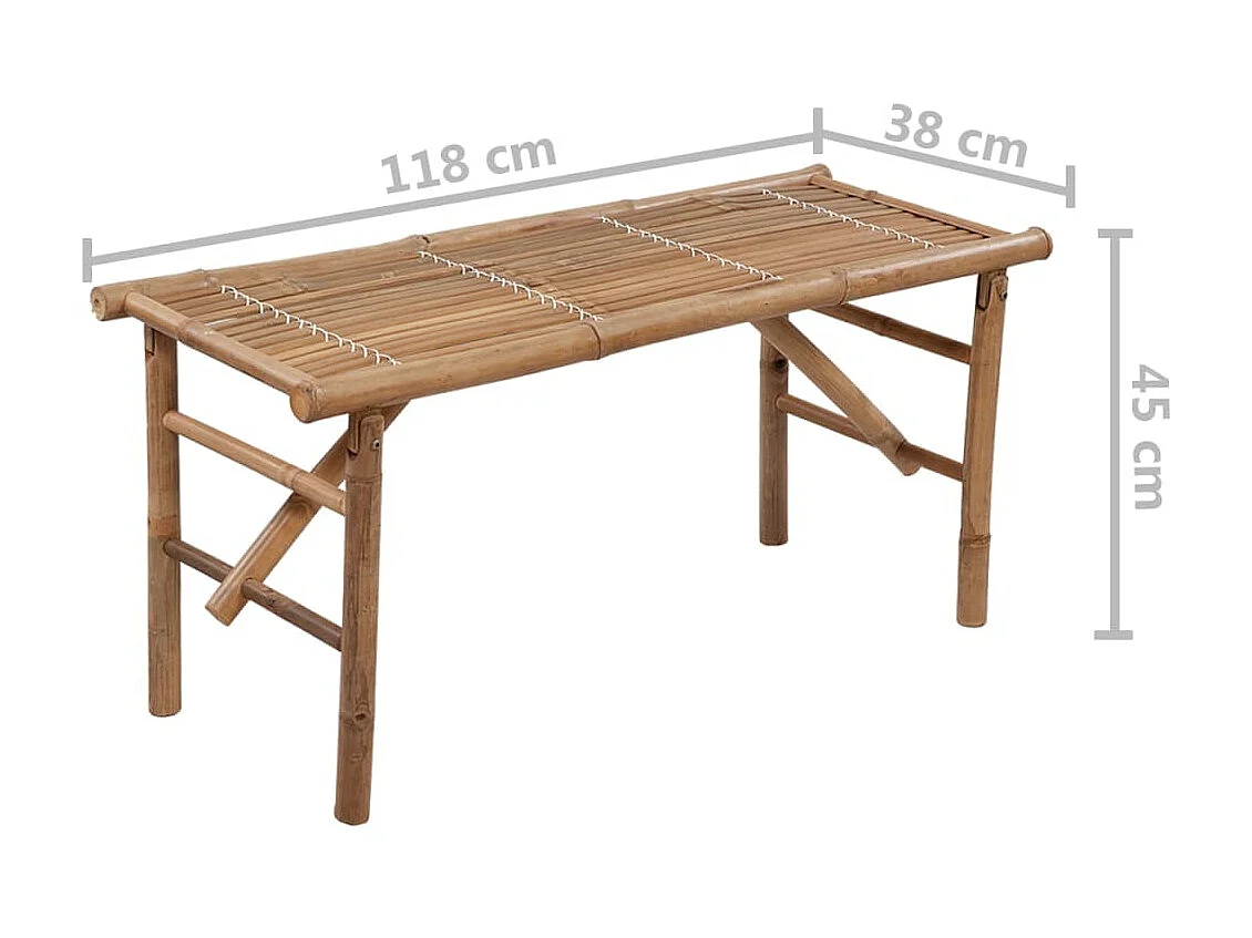 Banc de jardin pliable avec coussin 118cm Bambou 22