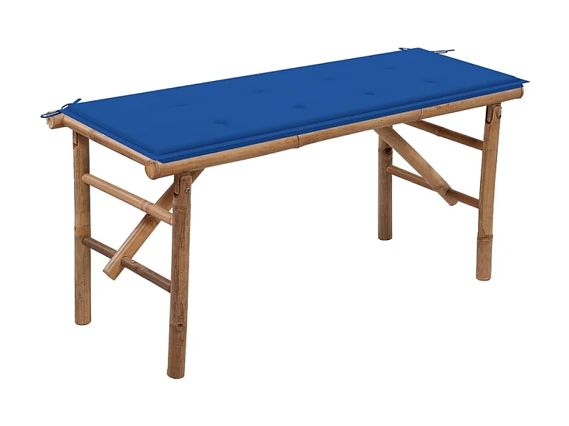 Banc de jardin pliable avec coussin 118cm Bambou 22