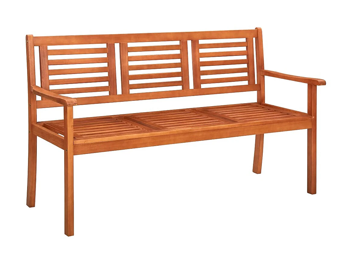 Banc de jardin 3 places avec coussin 150cm Bois d'eucalyptus 25