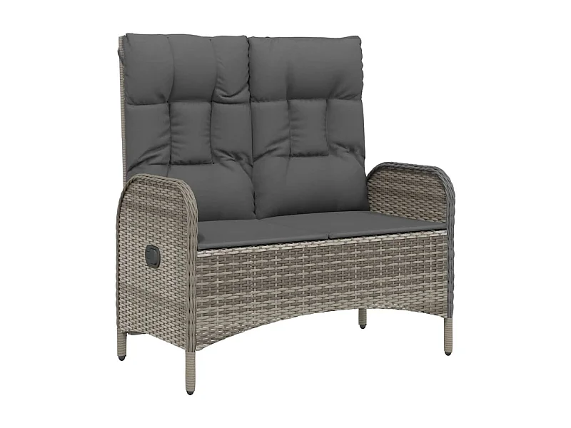 Banc de jardin inclinable avec coussins 107cm Poly rotin Gris