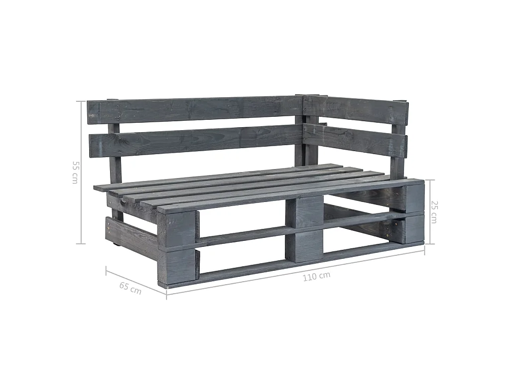 Banc d'angle palette de jardin Bois Gris