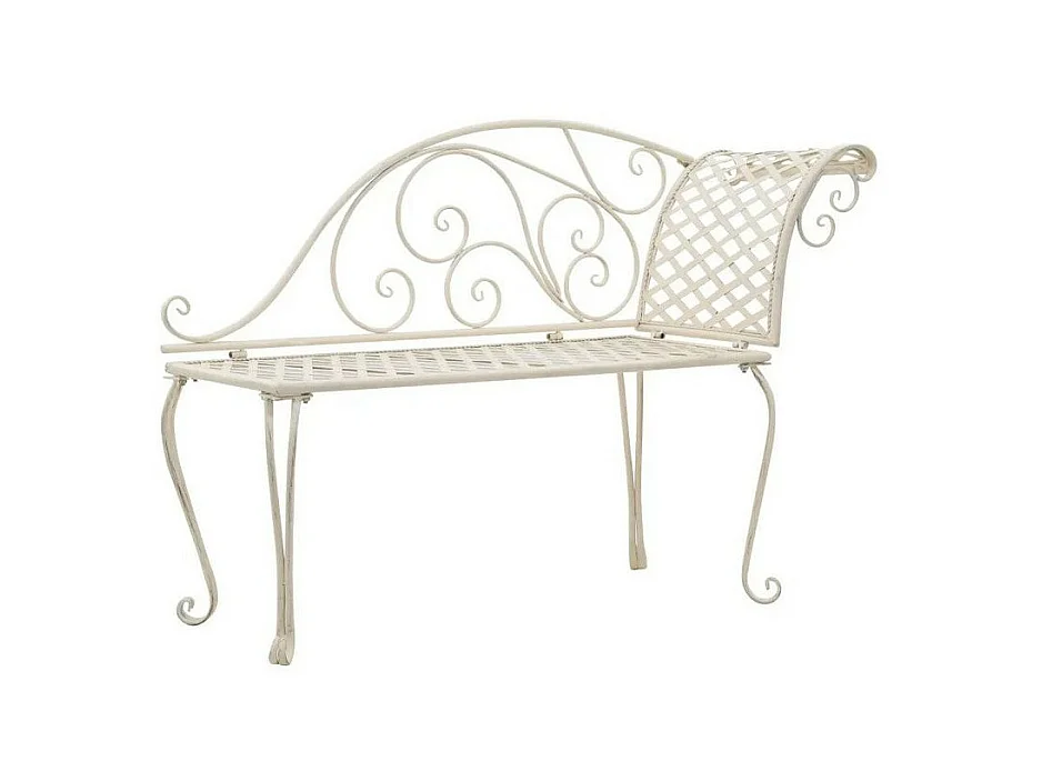 Banc de jardin métal antique blanc Break 128cm