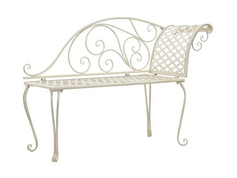 Banc de jardin métal antique blanc Break 128cm