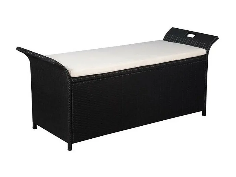 Banquette coffre de jardin résine tressée noire Toplu