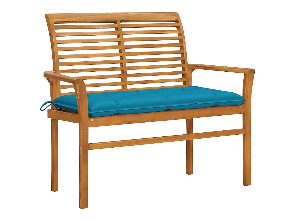Banc de jardin avec coussin bleu clair 112cm Bois de teck