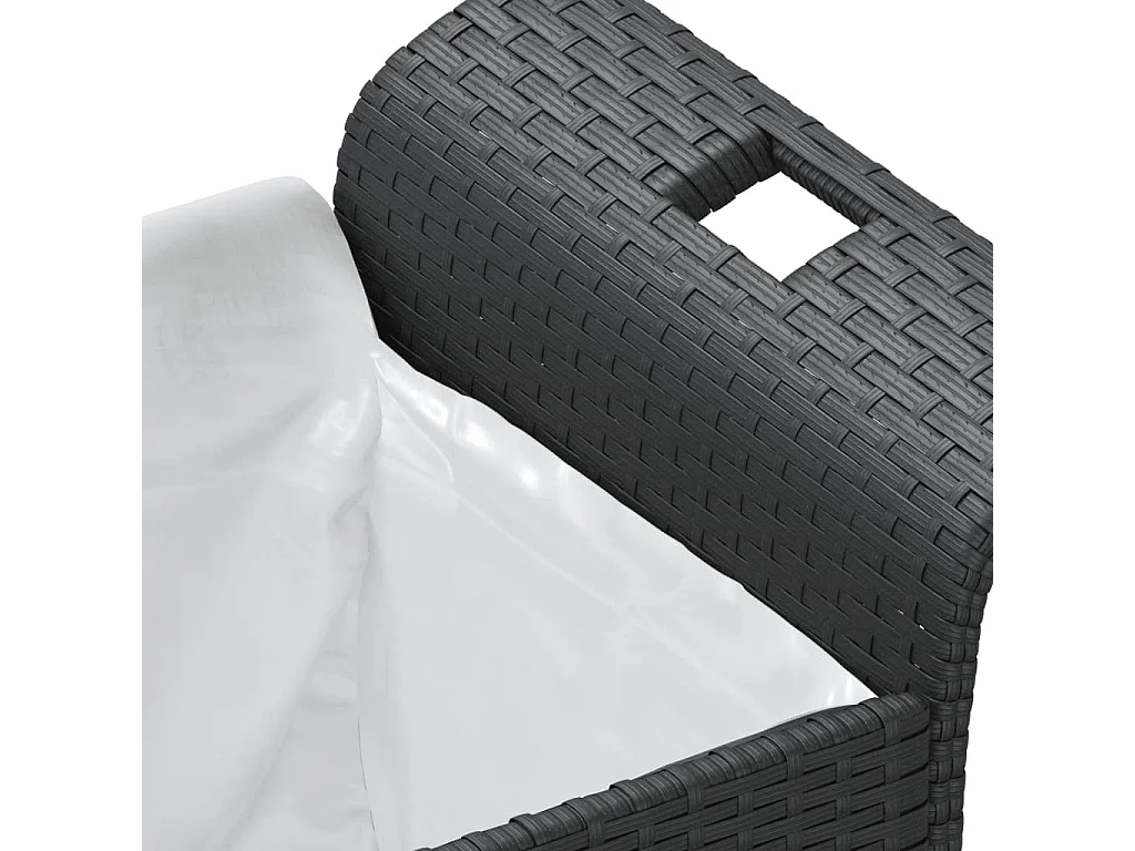 Banc de jardin avec coussin noir 116x46x57 résine tressée