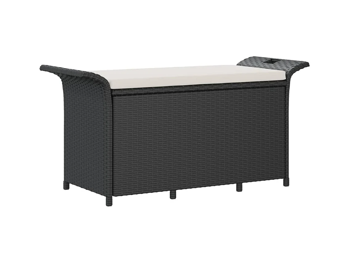 Banc de jardin avec coussin noir 116x46x57 résine tressée