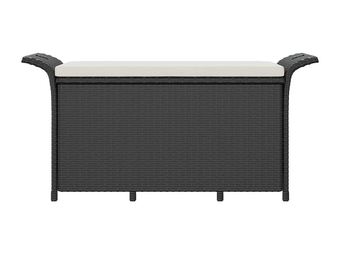 Banc de jardin avec coussin noir 116x46x57 résine tressée