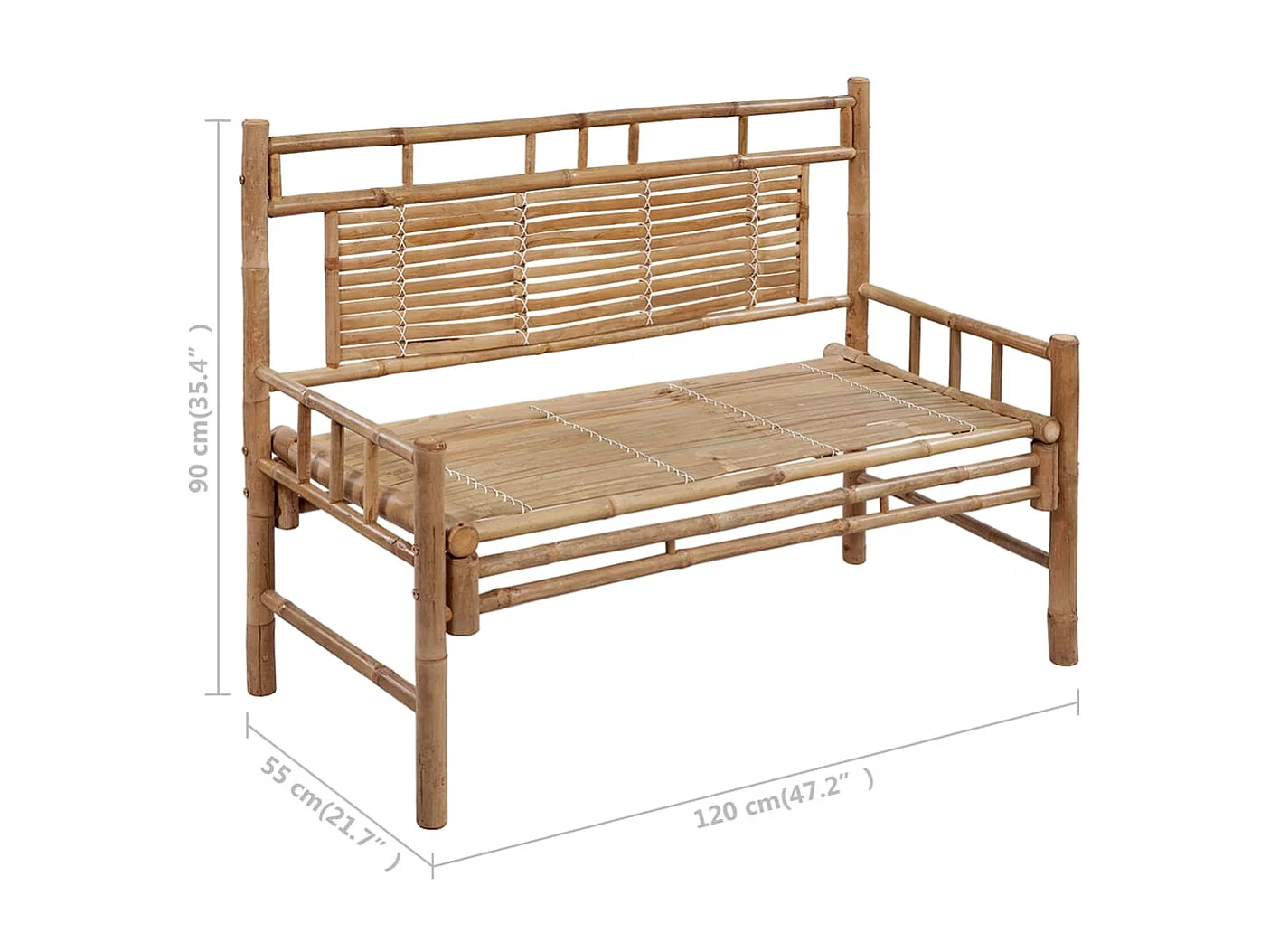 Banc de jardin avec coussin 120cm Bambou 10