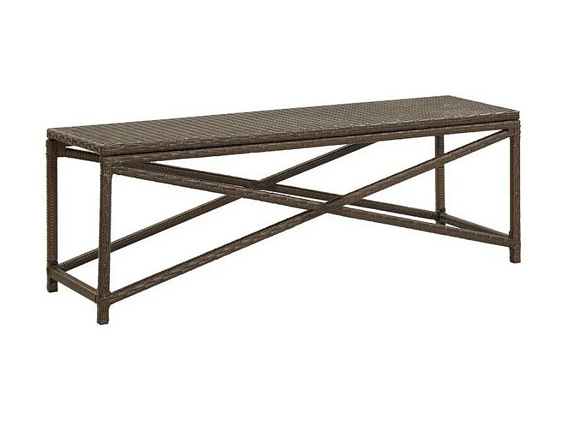Banc de jardin résine tressée marron Adgi 120cm