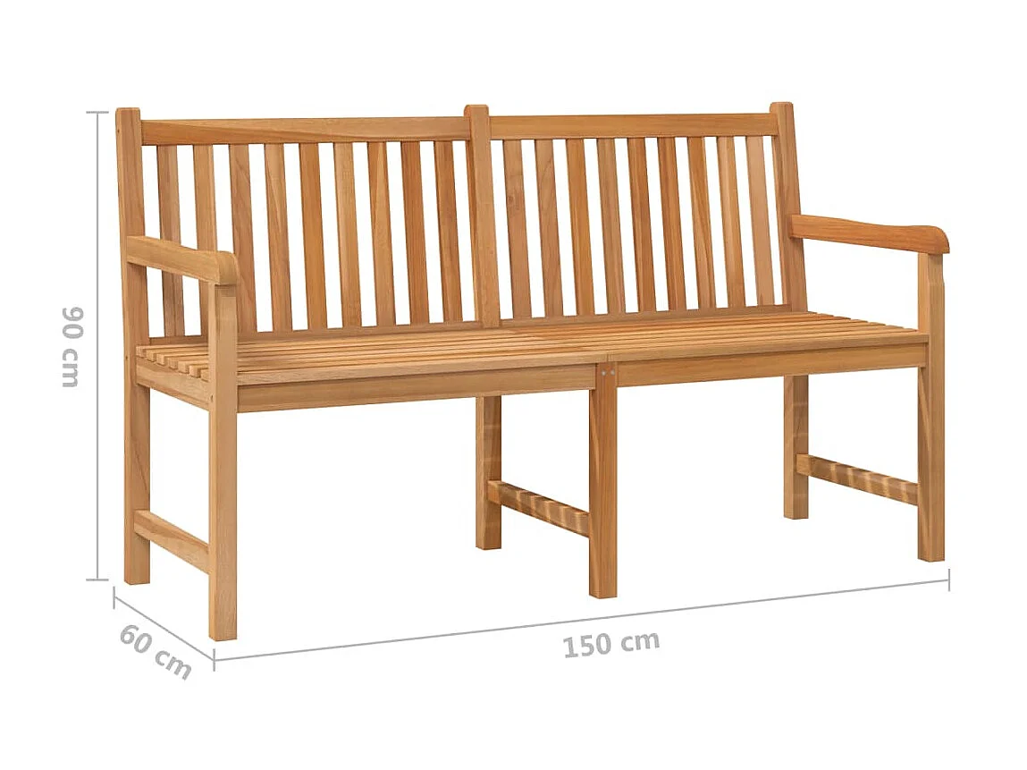 Banc de jardin 150cm Bois de teck solide 2