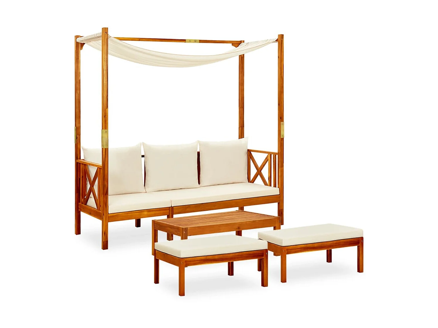 Banc de jardin avec table et repose-pieds Bois d'acacia solide