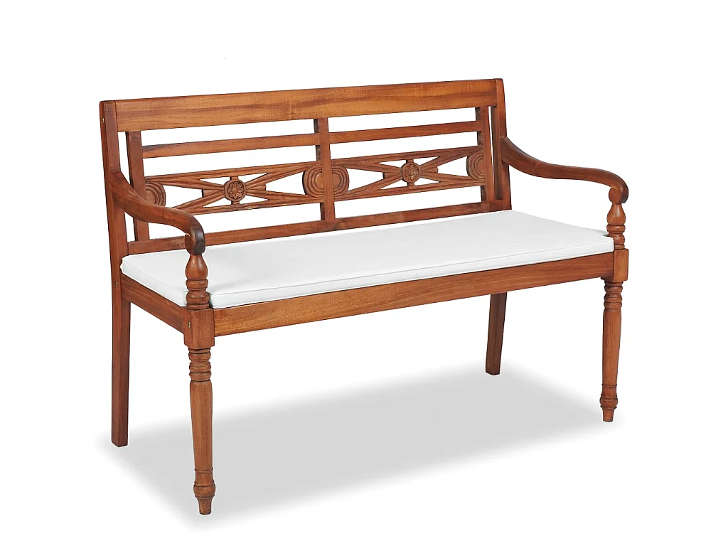 Banc Batavia avec coussins 120cm Teck