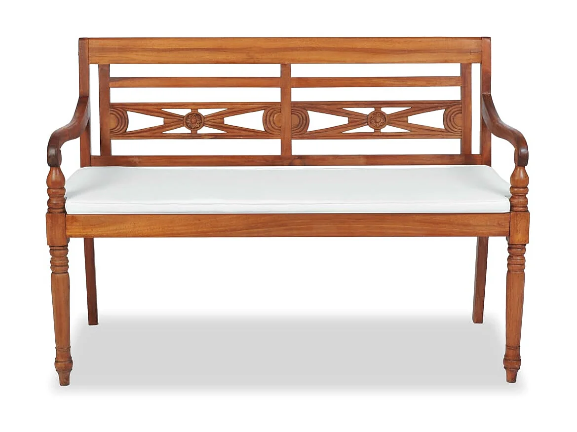 Banc Batavia avec coussins 120cm Teck