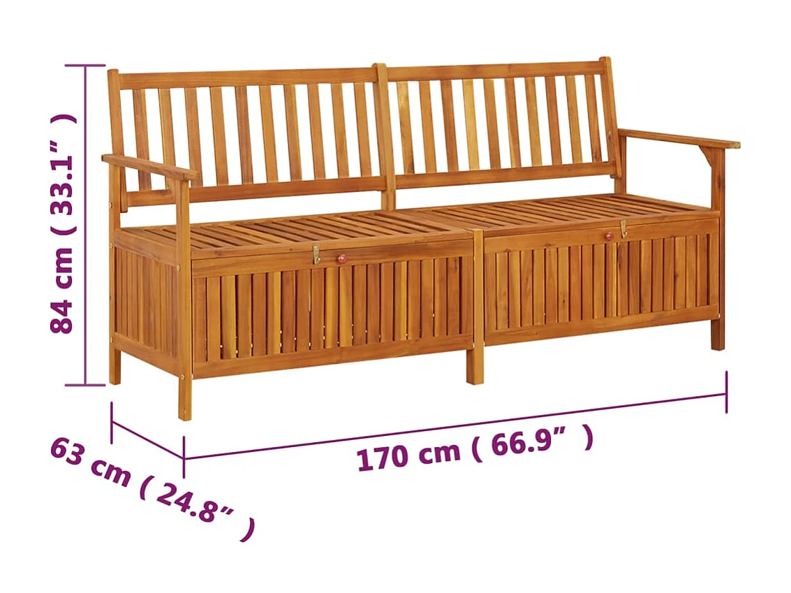 Banc de rangement 170cm Bois d'acacia solide