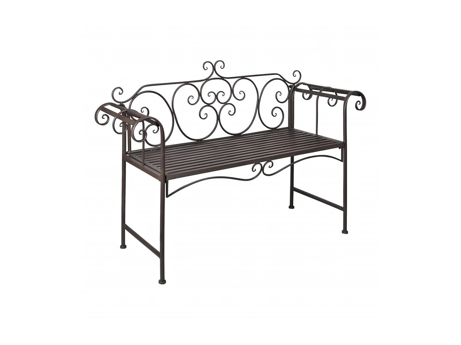 Banc de jardin 132cm Acier Antique Marron