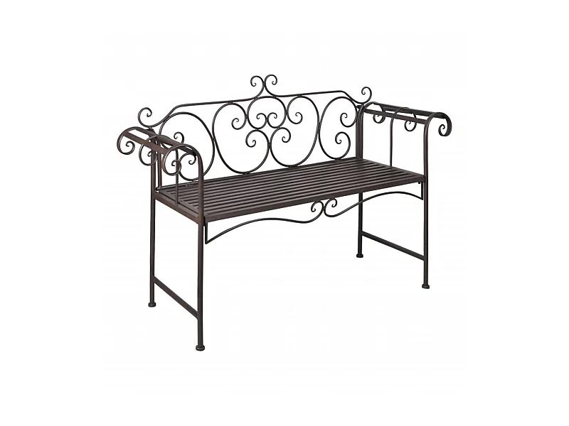 Banc de jardin 132cm Acier Antique Marron