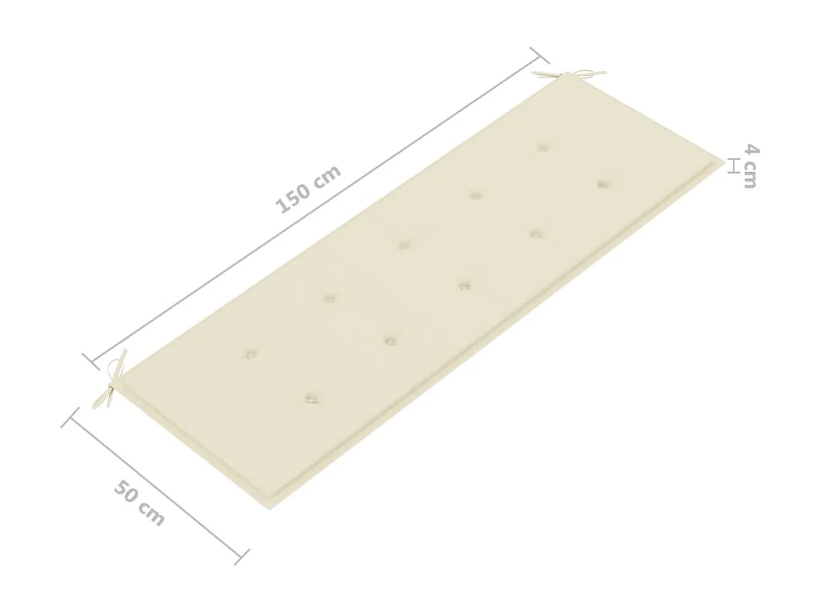 Banc de jardin empilable et coussin 159cm Bois de teck massif 14