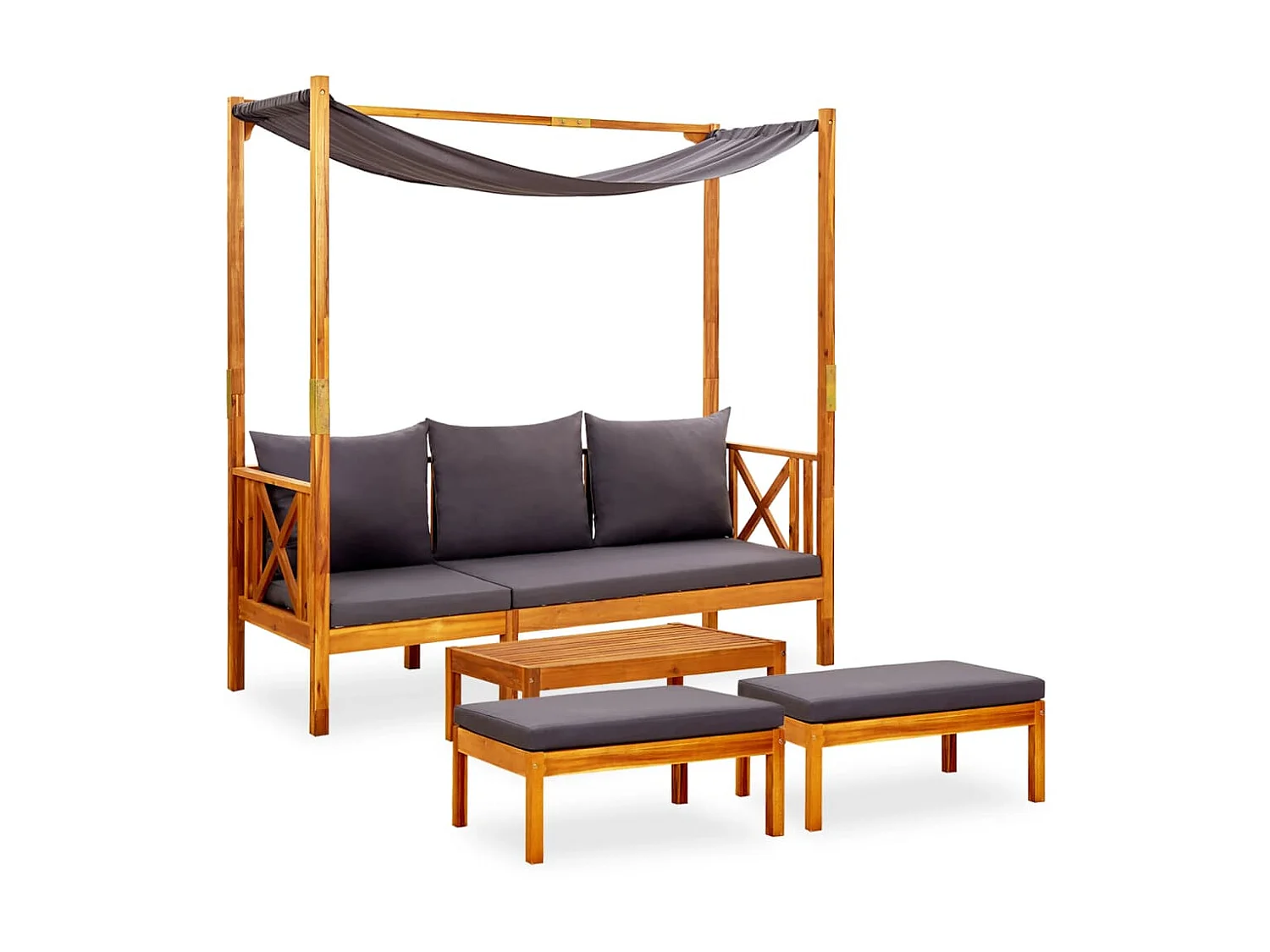 Banc de jardin avec table et repose-pieds Bois d'acacia solide 2