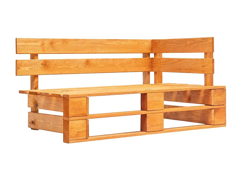 Banc palette d'angle de jardin Bois Marron miel