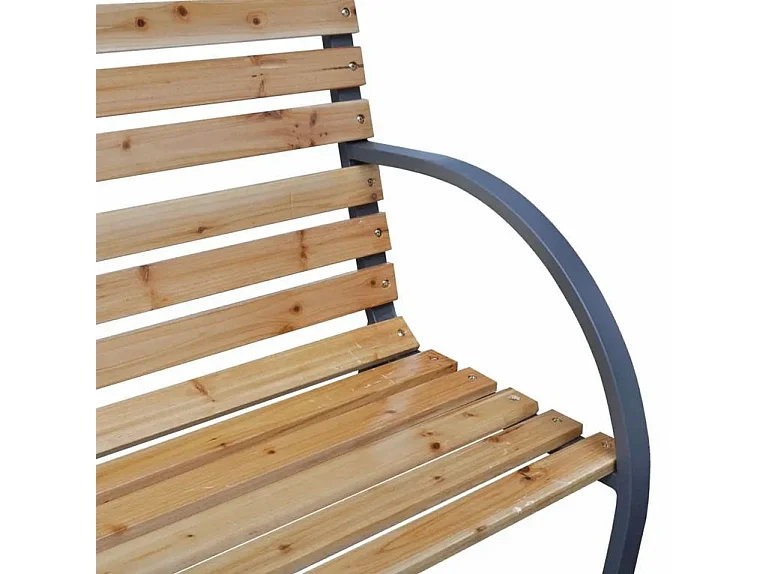 Banc de jardin bois massif clair et pieds métal noir Dinma