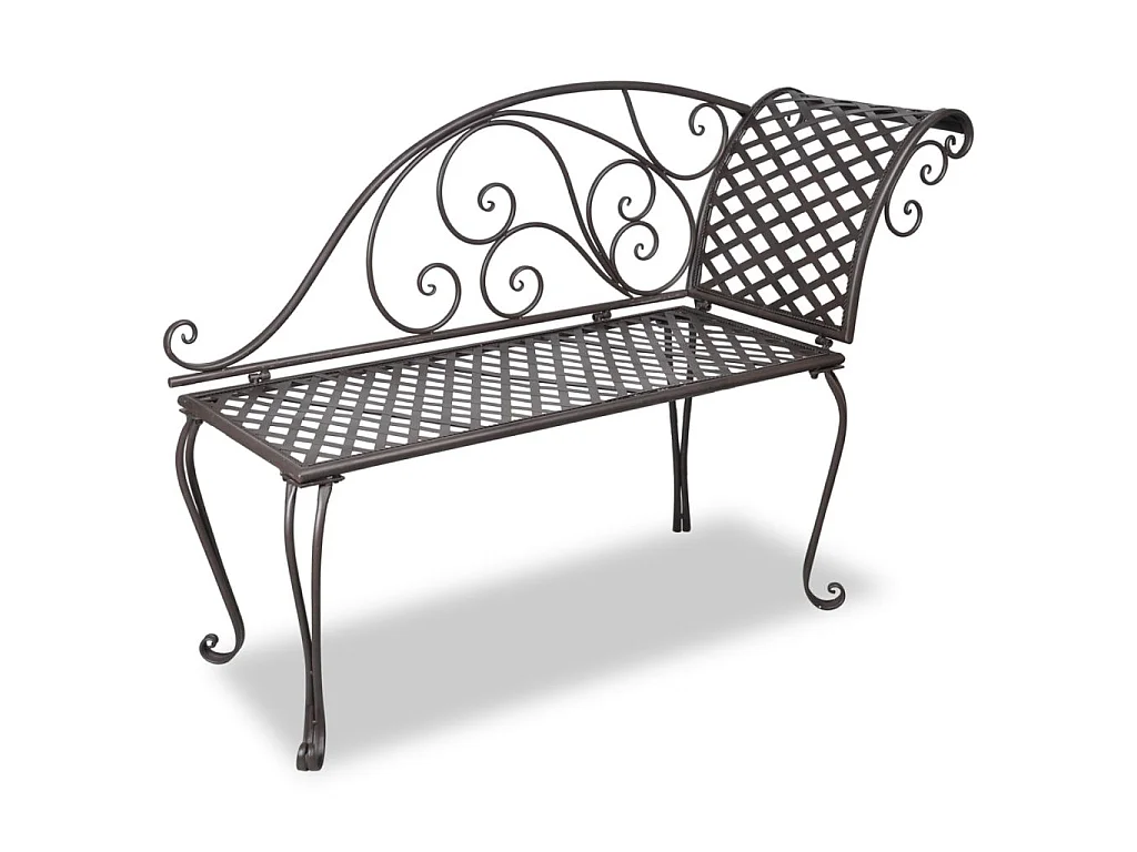 Chaise longue de jardin 128cm Acier Antique Marron