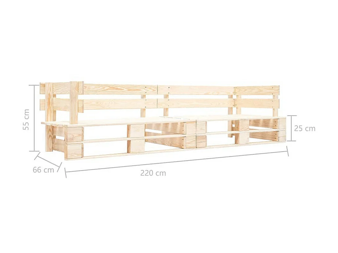 Canapé palette à 2 places de jardin Couleur naturelle de Bois
