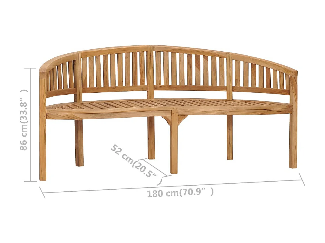 Banc de jardin en forme de banane 180cm Bois de teck solide