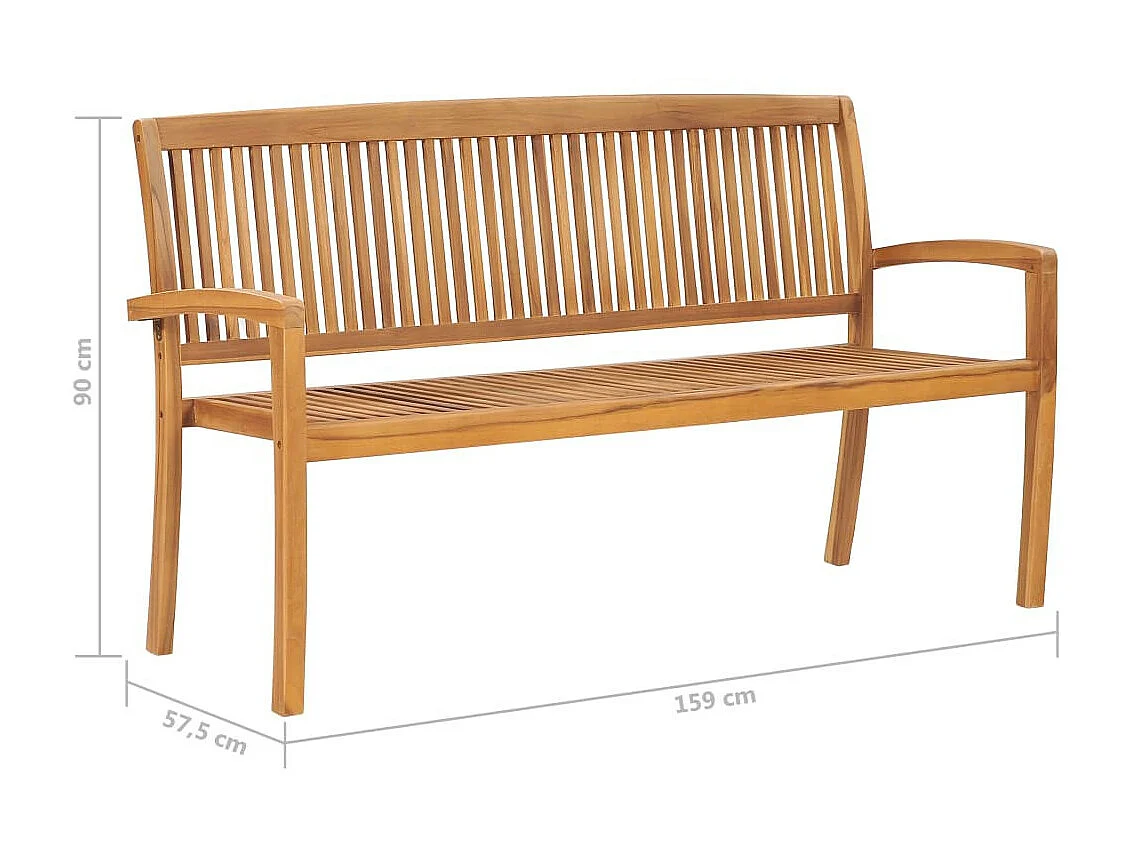 Banc de jardin 3 places 159cm Bois de teck solide