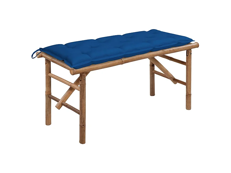 Banc de jardin pliable avec coussin 118cm Bambou 6