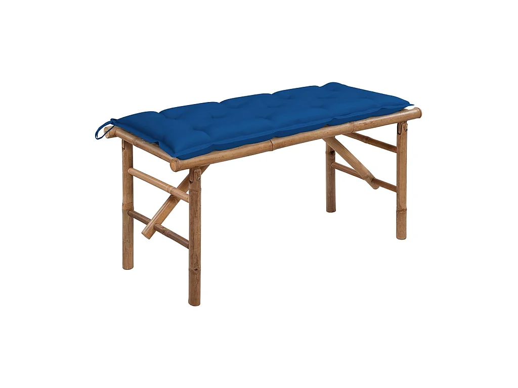 Banc de jardin pliable avec coussin 118cm Bambou 6