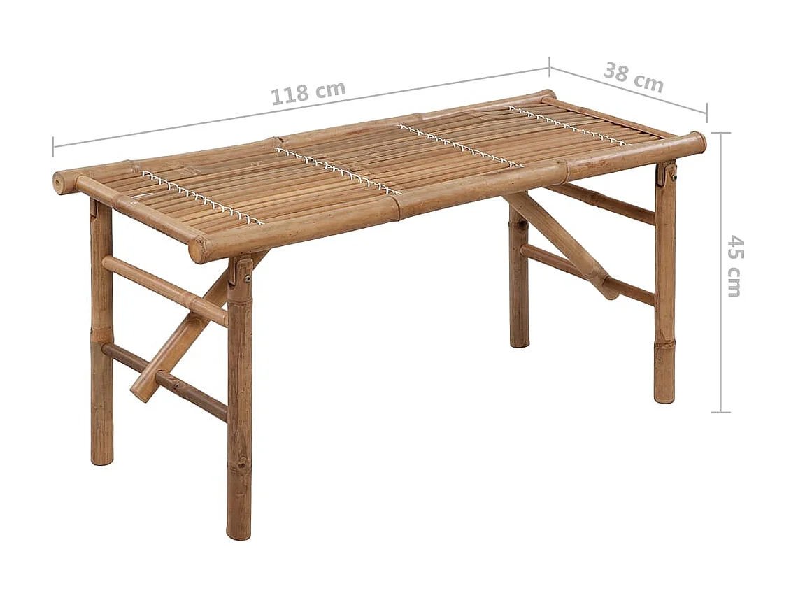 Banc de jardin pliable avec coussin 118cm Bambou 6