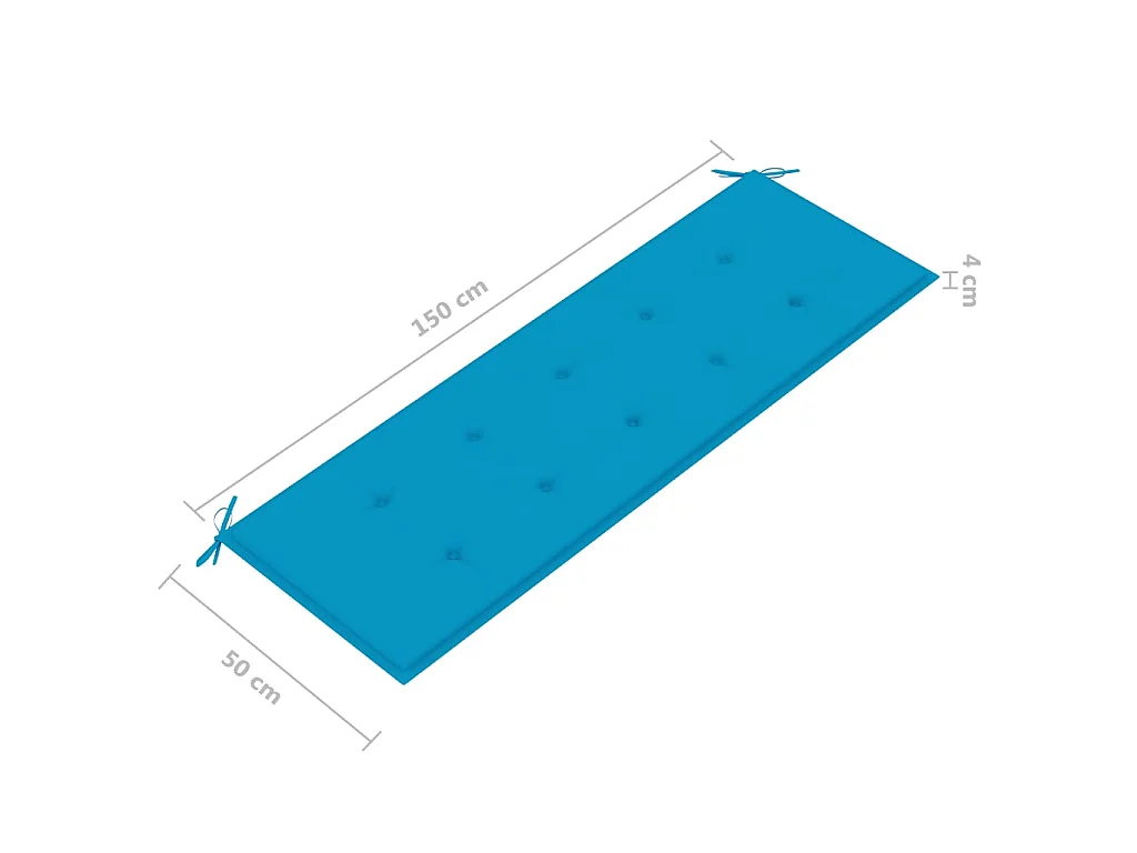 Banc de jardin empilable et coussin 159cm Bois de teck massif 16
