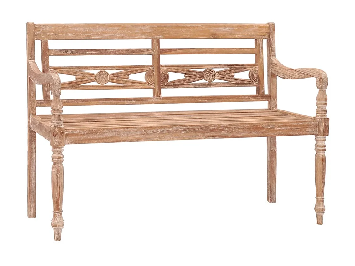 Banc Batavia 120cm Huilé en blanc Bois de teck solide