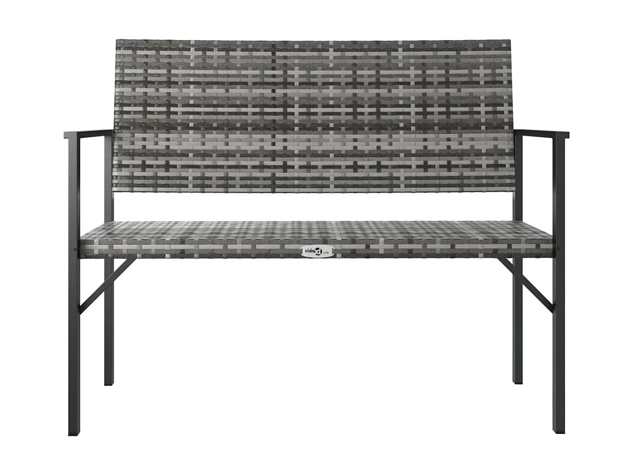 Banc de jardin à 2 places gris résine tressée
